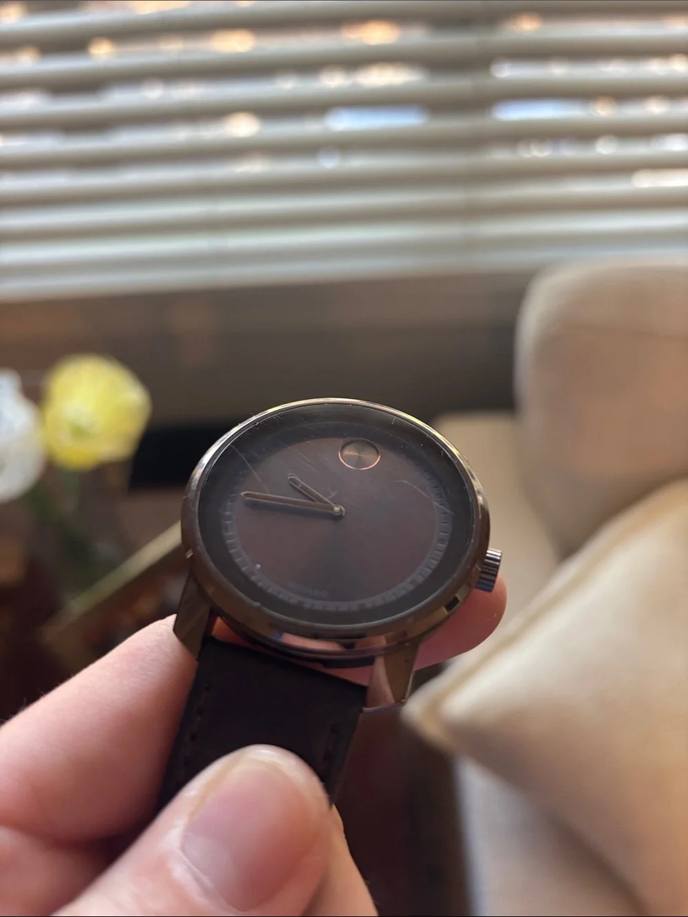 Movado Brown Dial Leather Strap Men's Watch